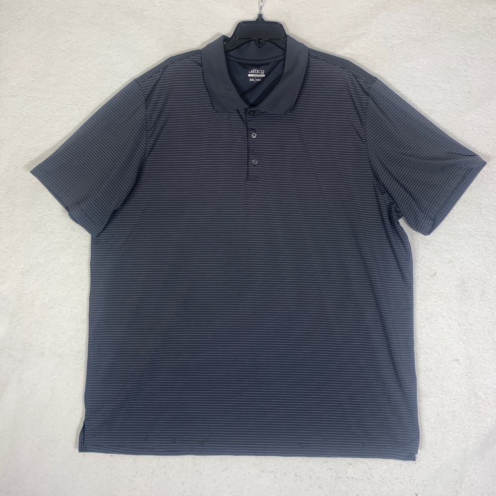 BCG Golf Men's Charcoal Stripe Polo Shirt 3XL Short Sleve Stretch Performance‎